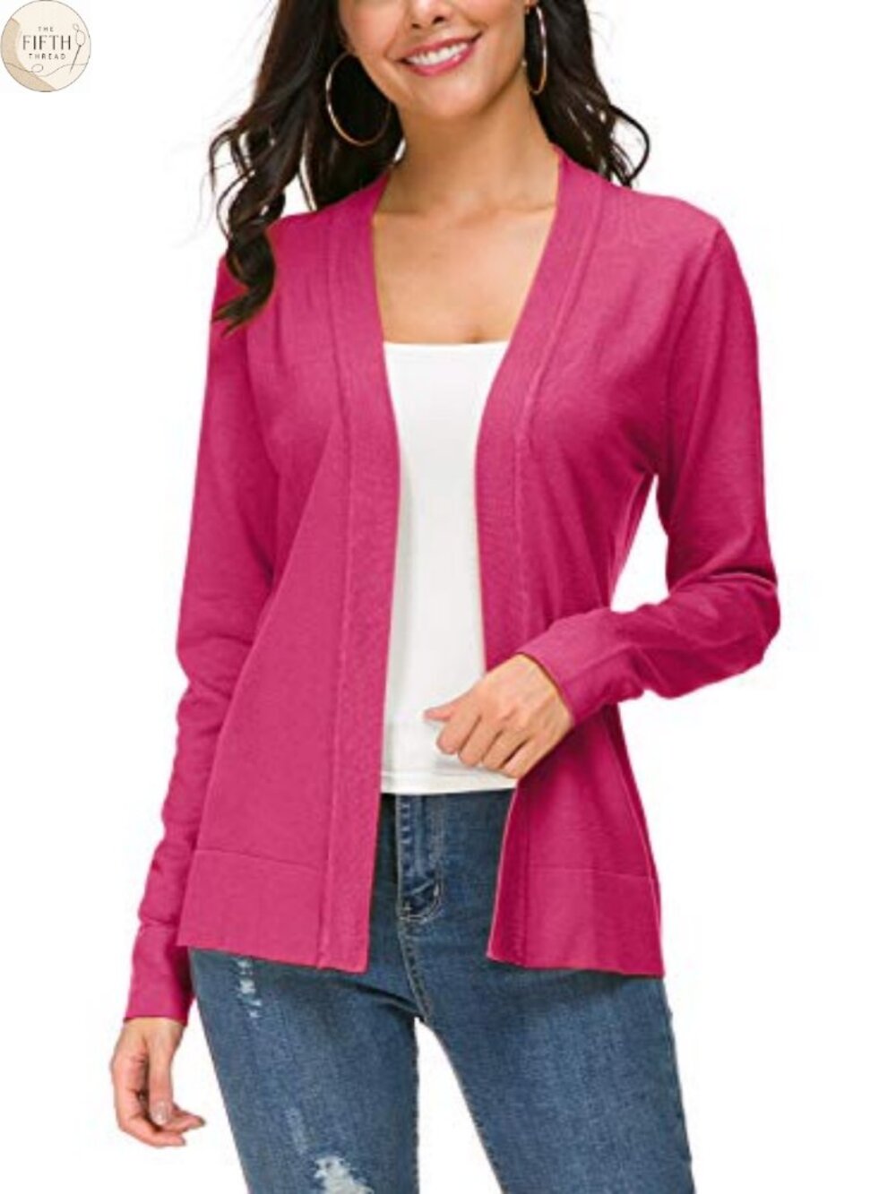 Long Sleeve Open Front Knit Cardigan Sweater Lightweight Shawl Collar